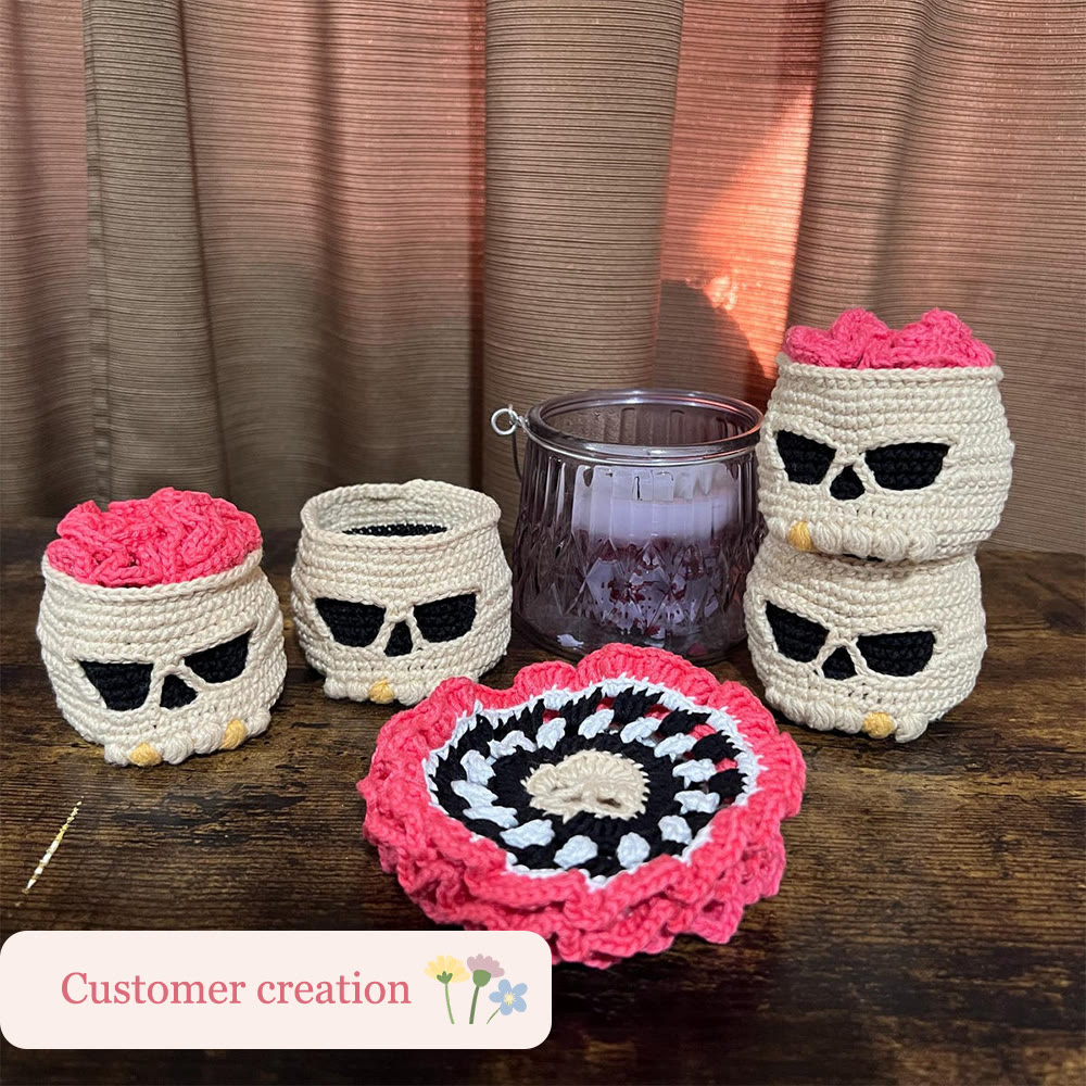 Diy Handmade Skull Coaster Crochet Kit - Easy Needle Work | Creative Home Decoration  - image 10