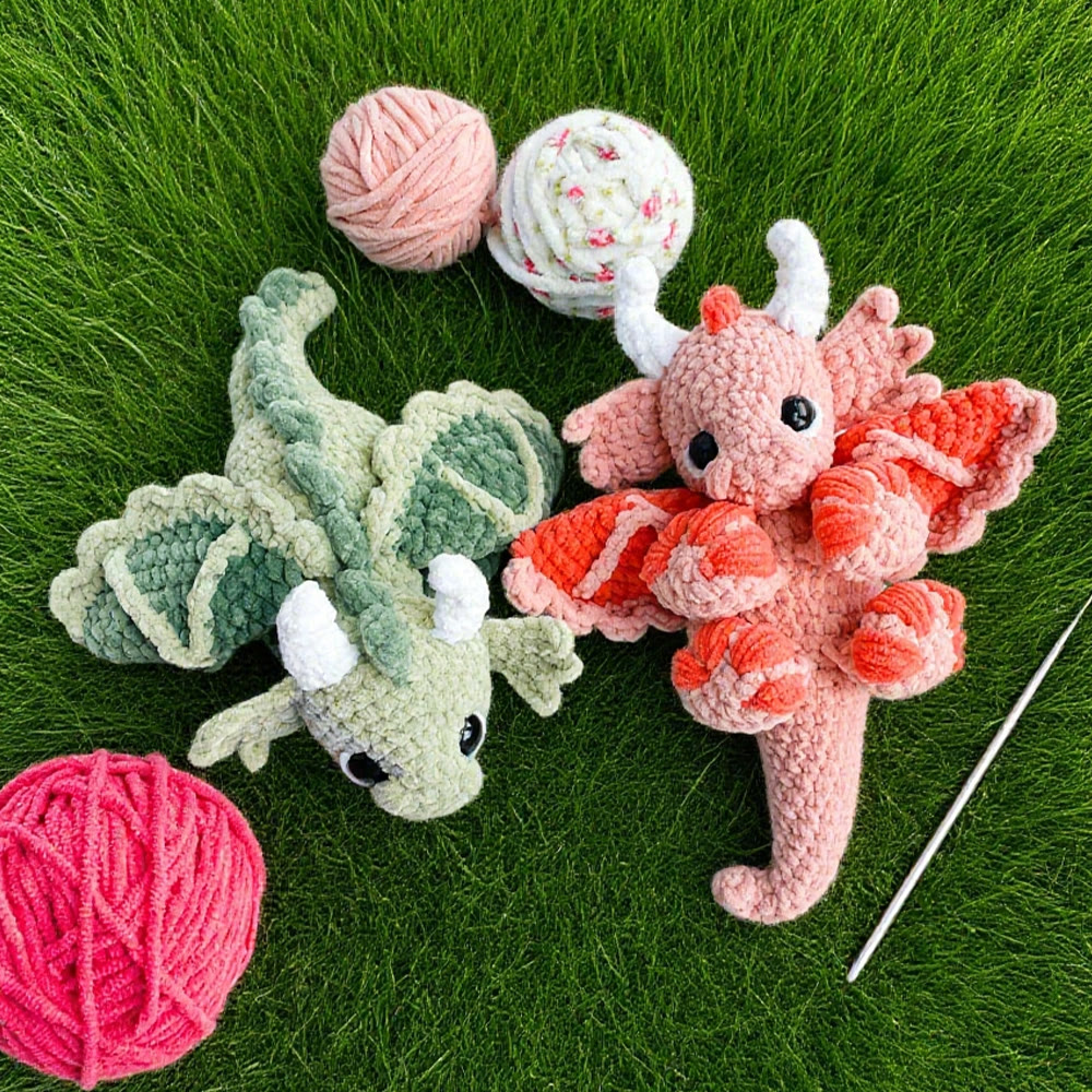Kit Crochet Débutant Dragon - Complet Avec Fil, Crochet, Aiguille, Yeux Et Rembourrage - Idéal Loisirs Créatifs - 2