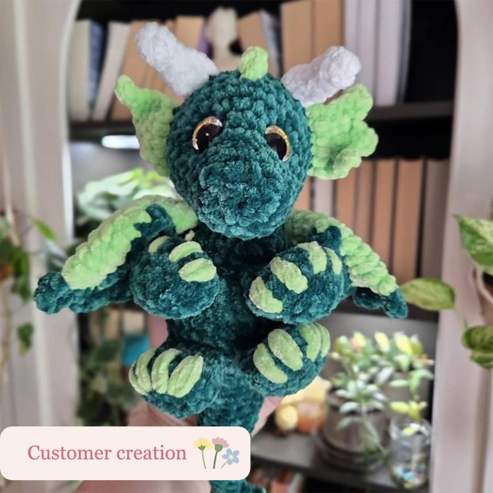 Halloween Dragon Crochet Kit For Beginners - 2PC Black & White Dragon Making Kit With Video Tutorial