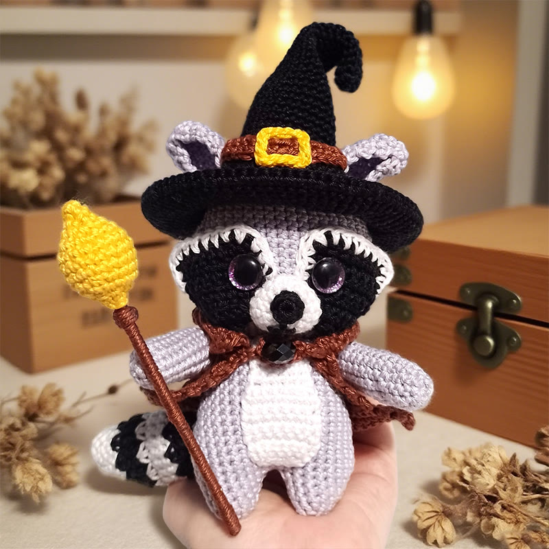 Diy Handmade Raccoon Wizard Crochet Kit -  Animal Needle Toy |  Great Birthday Gifts | Kids Crocheted Craft - image 2