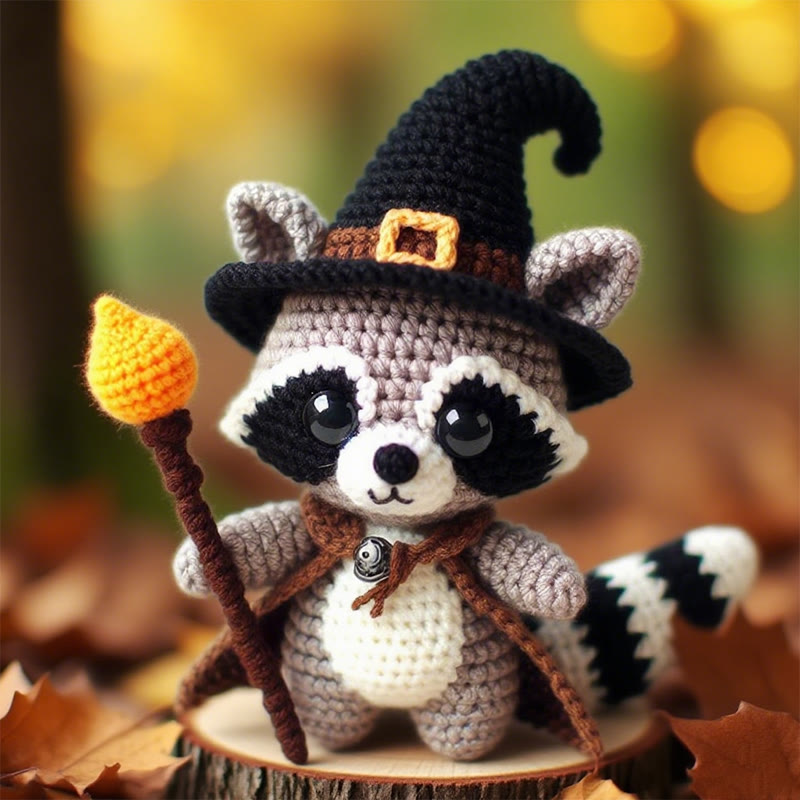 Diy Handmade Raccoon Wizard Crochet Kit -  Animal Needle Toy |  Great Birthday Gifts | Kids Crocheted Craft - Diy Handmade Raccoon Wizard  Crochet Kit - image 1