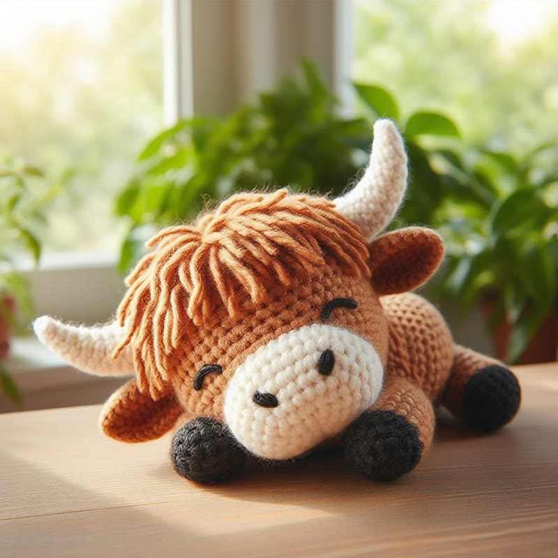 Diy Handmade Lazy Cow Crochet Kit - Cute Needle Handicraft |  Crocheted Doll Gifts - Diy Handmade Lazy Cow Crochet Kit - image 1