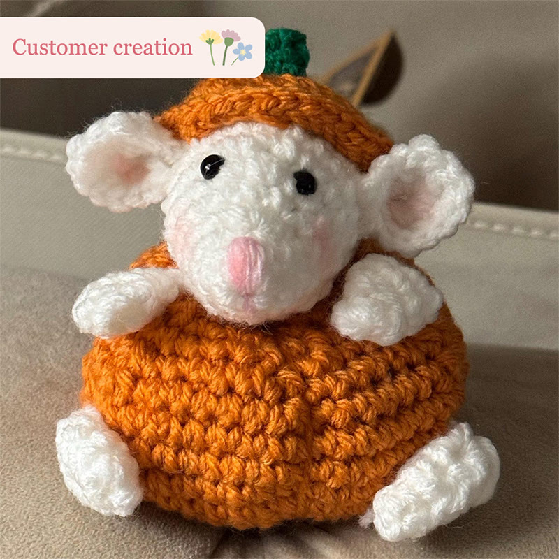 Diy Handmade Mouse In Pumpkin Crochet Kit - Creative Animal Doll | Diy Stylish Key Chain  - image 7