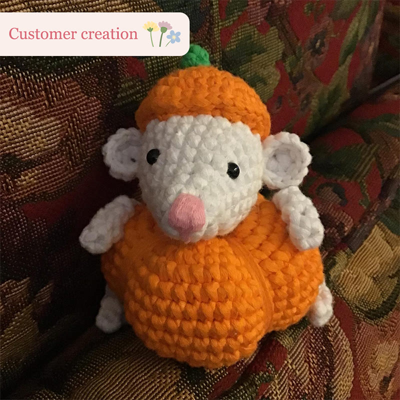 Diy Handmade Mouse In Pumpkin Crochet Kit - Creative Animal Doll | Diy Stylish Key Chain  - image 6