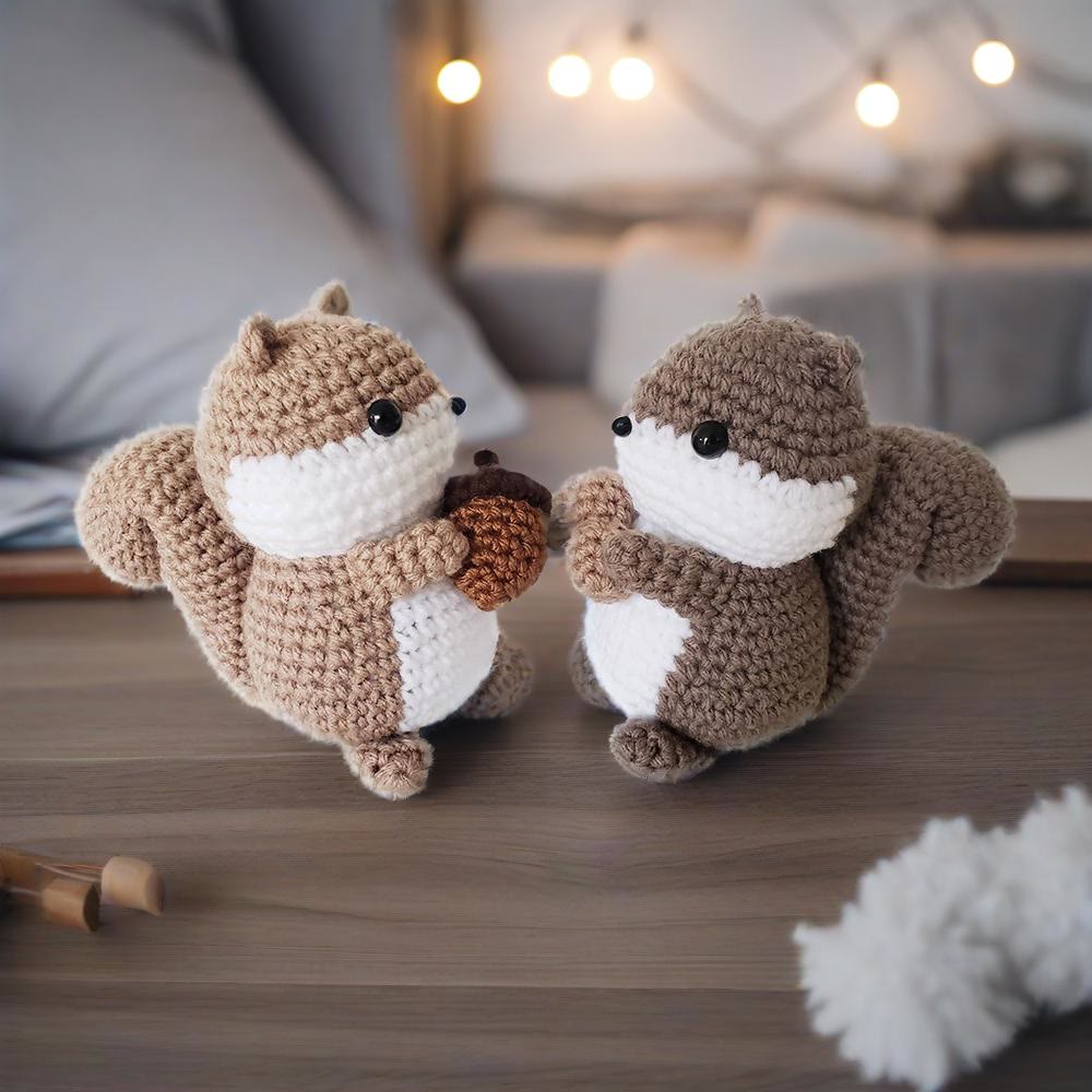 Diy Handmade Squirrel Series Crochet Kit - Crocheted Animal Doll | Adorable Gift For Kids - image 1