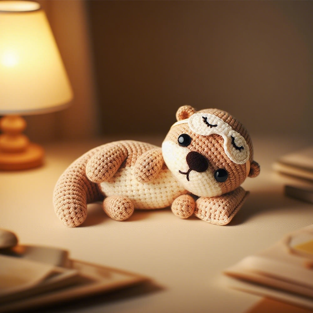 Diy Handmade Lying Otter Crochet Kit - Beginner Friendly Crocheted Doll | Perfect Gift For Kids - Diy Handmade Lying Otter Crochet Kit - image 1