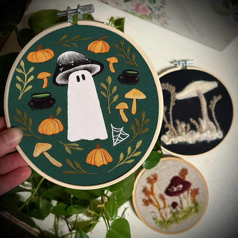 Rubbyoo Embroidery Kit - Fall Mushroom Ghost | Perfect For Helloween Decoration | Handmade Helloween Gifts  - image 2