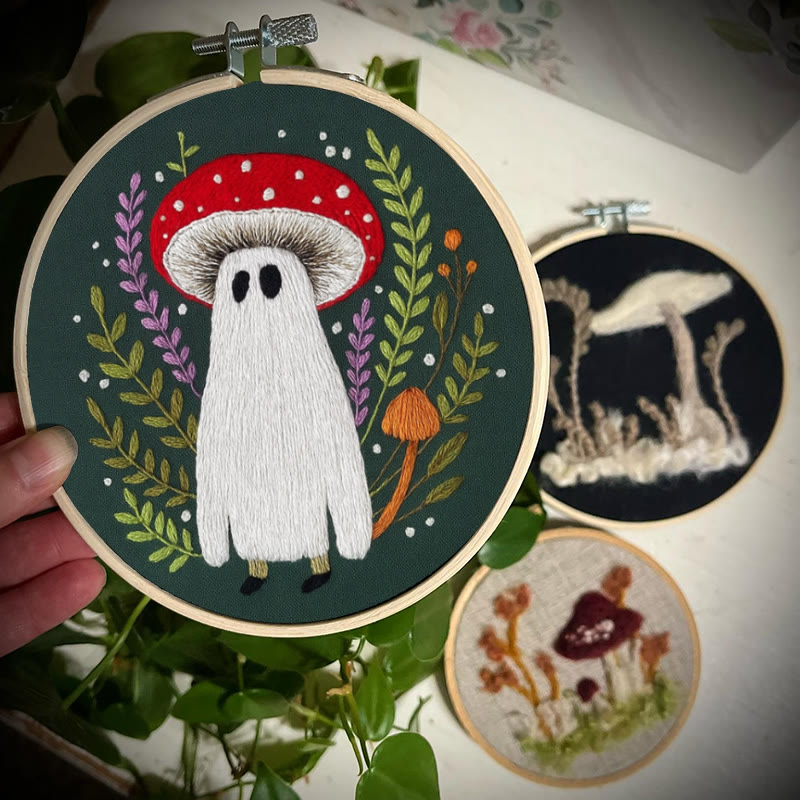 Rubbyoo Embroidery Kit - Red Mushroom Ghost | Unique Helloween Craft | Diy Handmade Needlework - image 8