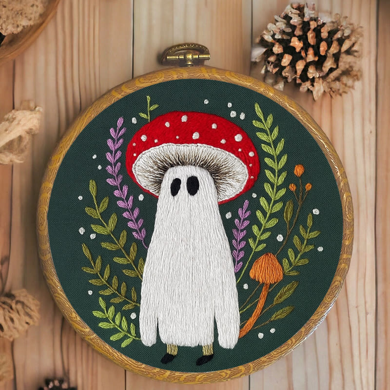 Rubbyoo Embroidery Kit - Red Mushroom Ghost | Unique Helloween Craft | Diy Handmade Needlework - image 4
