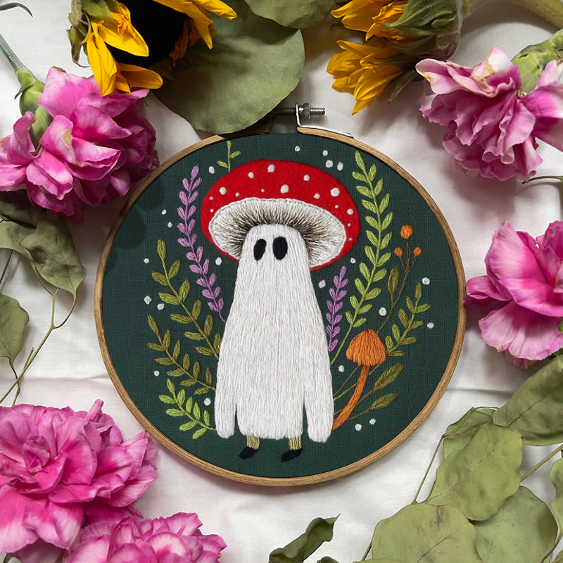 Rubbyoo Embroidery Kit - Red Mushroom Ghost | Unique Helloween Craft | Diy Handmade Needlework - image 6