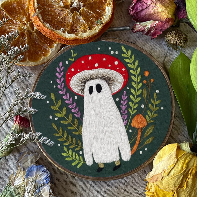 Rubbyoo Embroidery Kit - Red Mushroom Ghost | Unique Helloween Craft | Diy Handmade Needlework - image 5