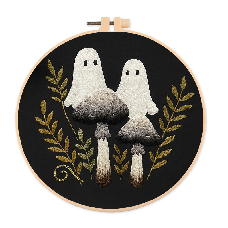 Rubbyoo Embroidery Kit - Helloween Spooky Mushroom | Diy Housewarming Present | Needlework For Beginner - 20*20cm - image 1
