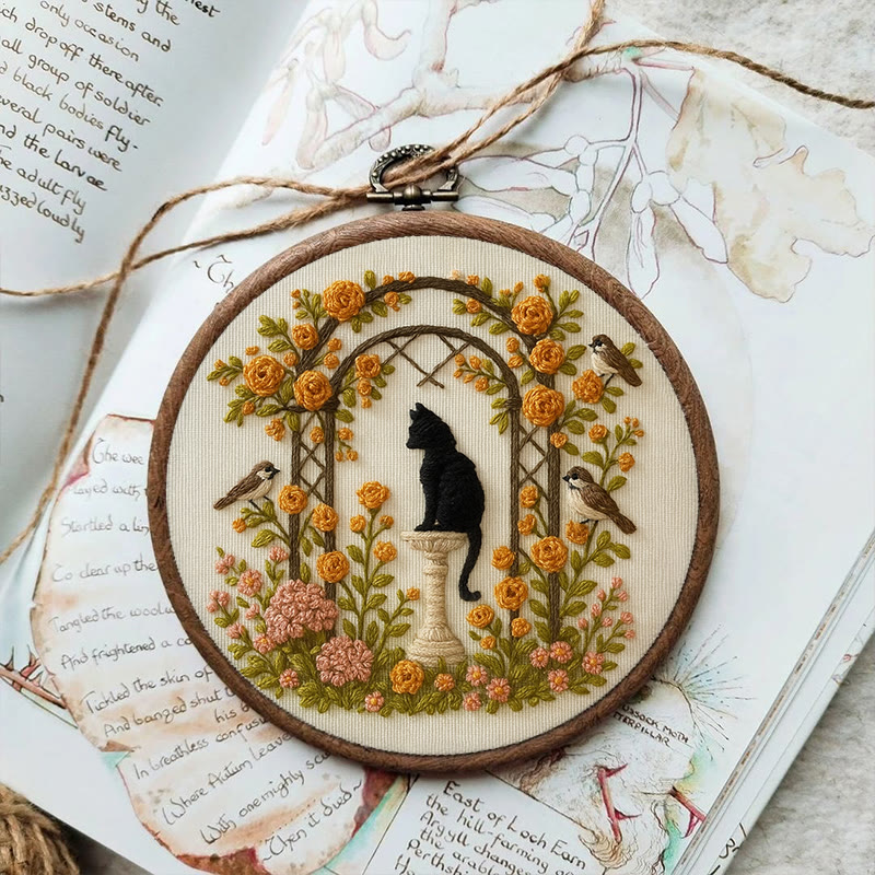 Rubbyoo Embroidery Kit - Cat With Blooming Flowers | Handicraft For Wedding Gifts | Perfect As Room Decor - image 9