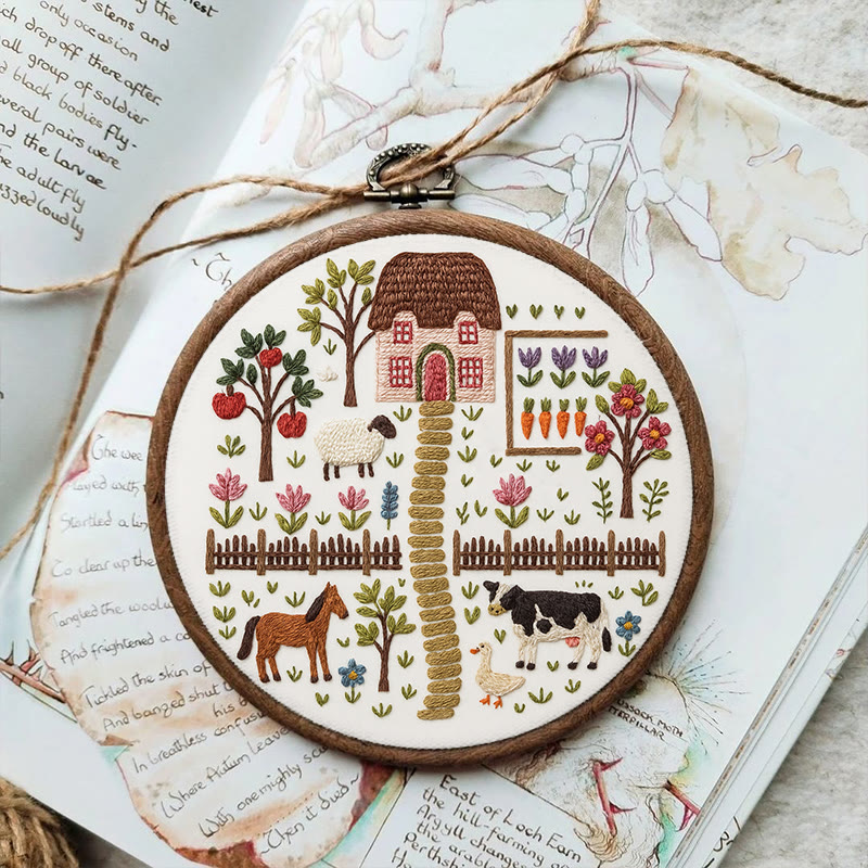 Rubbyoo Embroidery Kit - Harvest Farm | Beautiful Landscape Craft | Perfect Needle Set For Beginner - image 2