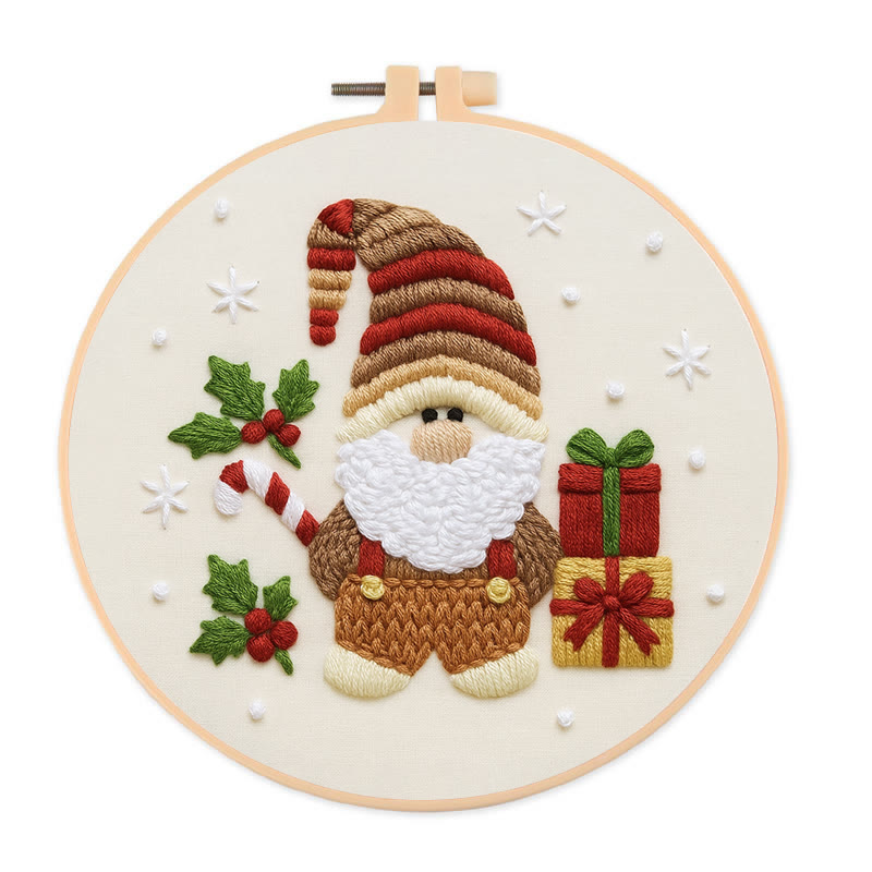 Rubbyoo Embroidery Kit - Christmas Gnome | Christmas Tree Decor | Diy Home Hanging Gifts  - 20*20cm - image 1