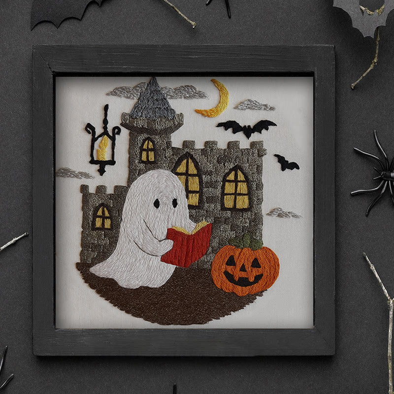 Rubbyoo Embroidery Kit - Halloween Reading Ghost | Creative Wall Hanging | Diy Halloween Decor - image 9