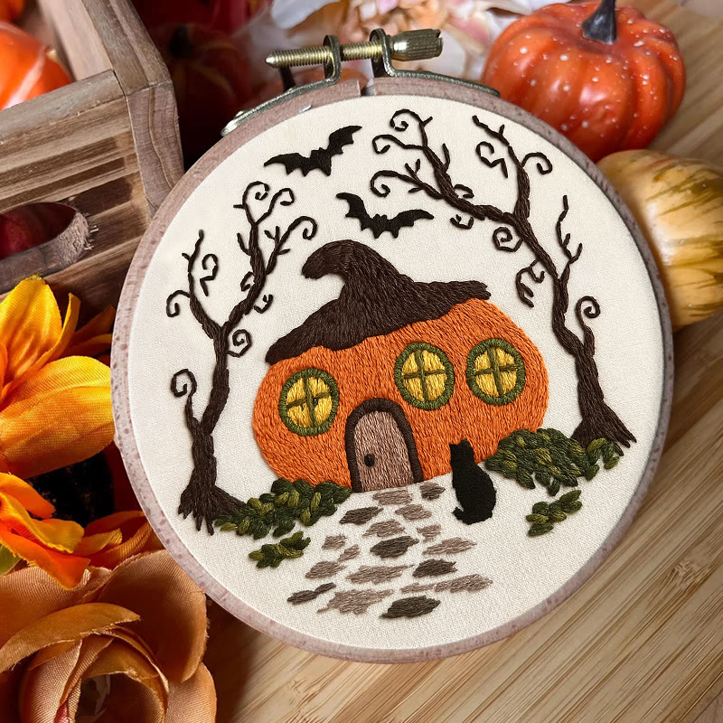 Rubbyoo Embroidery Kit - Mysterious Pumpkin House | Handmade Gifts For Helloween | Spooky Sewing Craft   - image 5