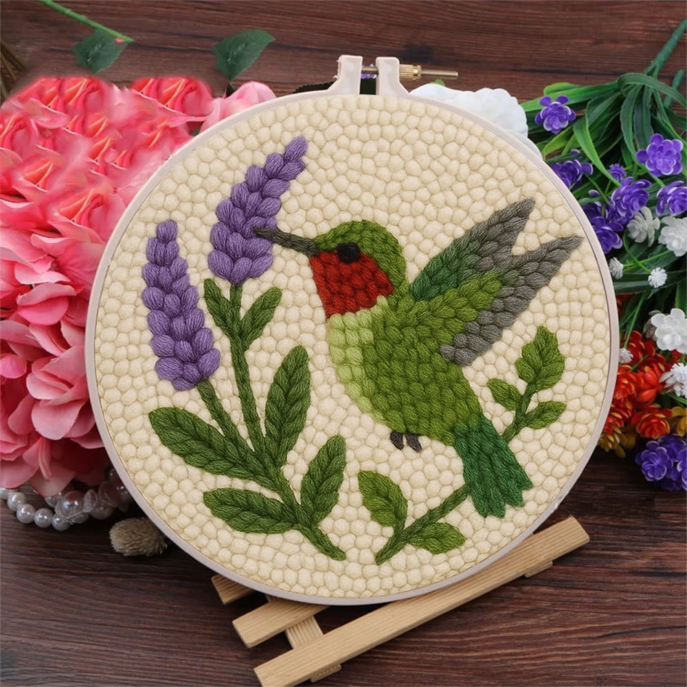 Lavender Hummingbird  Punch Needle Kit - Lovely Bird Handicraft | Gift For Bird Enthusiasts - image 2