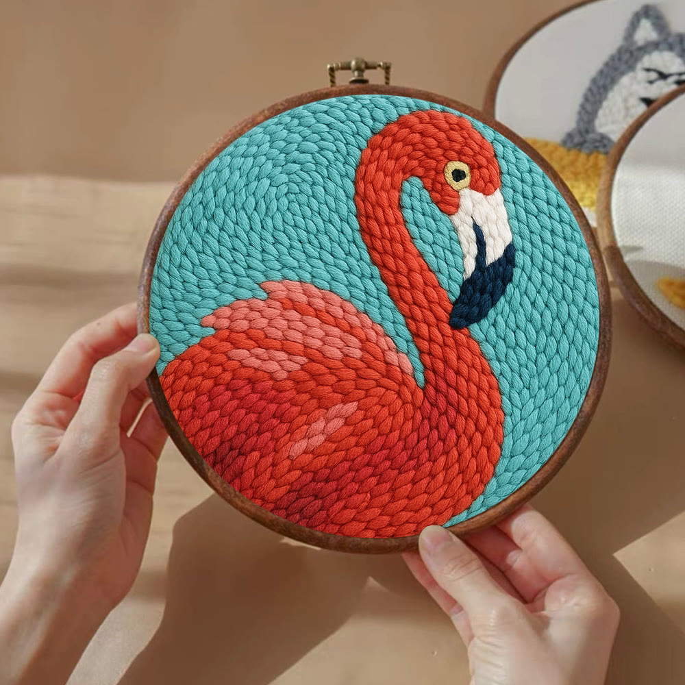 Flamingo Punch Needle Kit - Animal Handmade Craft  | Easy Needle Set For Child  - image 3