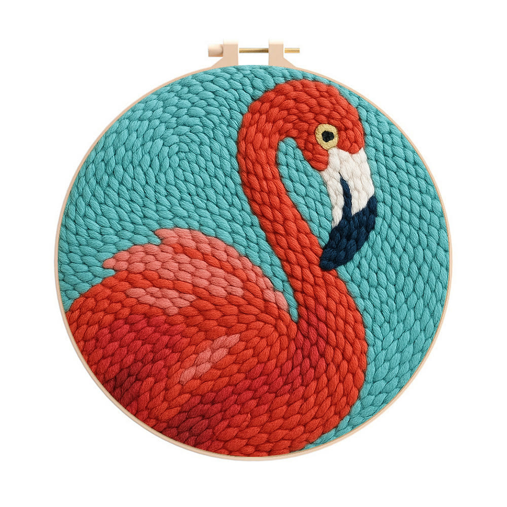 Flamingo Punch Needle Kit - Animal Handmade Craft  | Easy Needle Set For Child  - 20cm*20cm - image 1