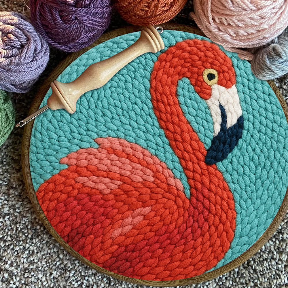 Flamingo Punch Needle Kit - Animal Handmade Craft  | Easy Needle Set For Child  - image 4