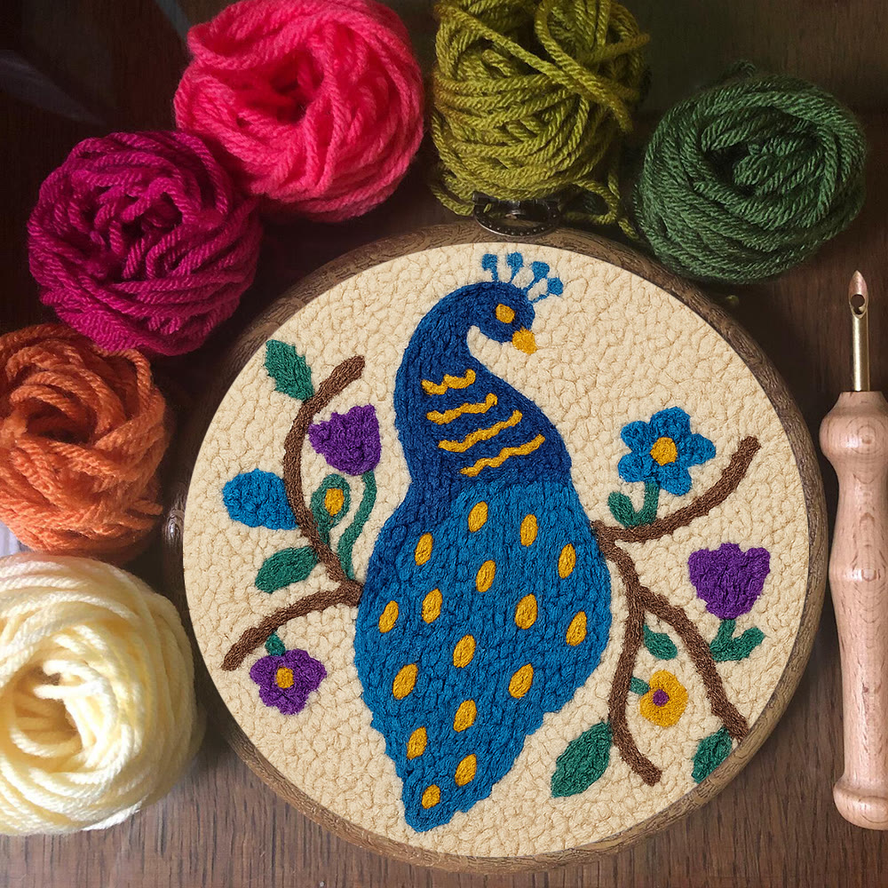 Charming Peacock Punch Needle Kit - Unique Room Decoration  | Nice Handicraft For Animal Lovers - image 4