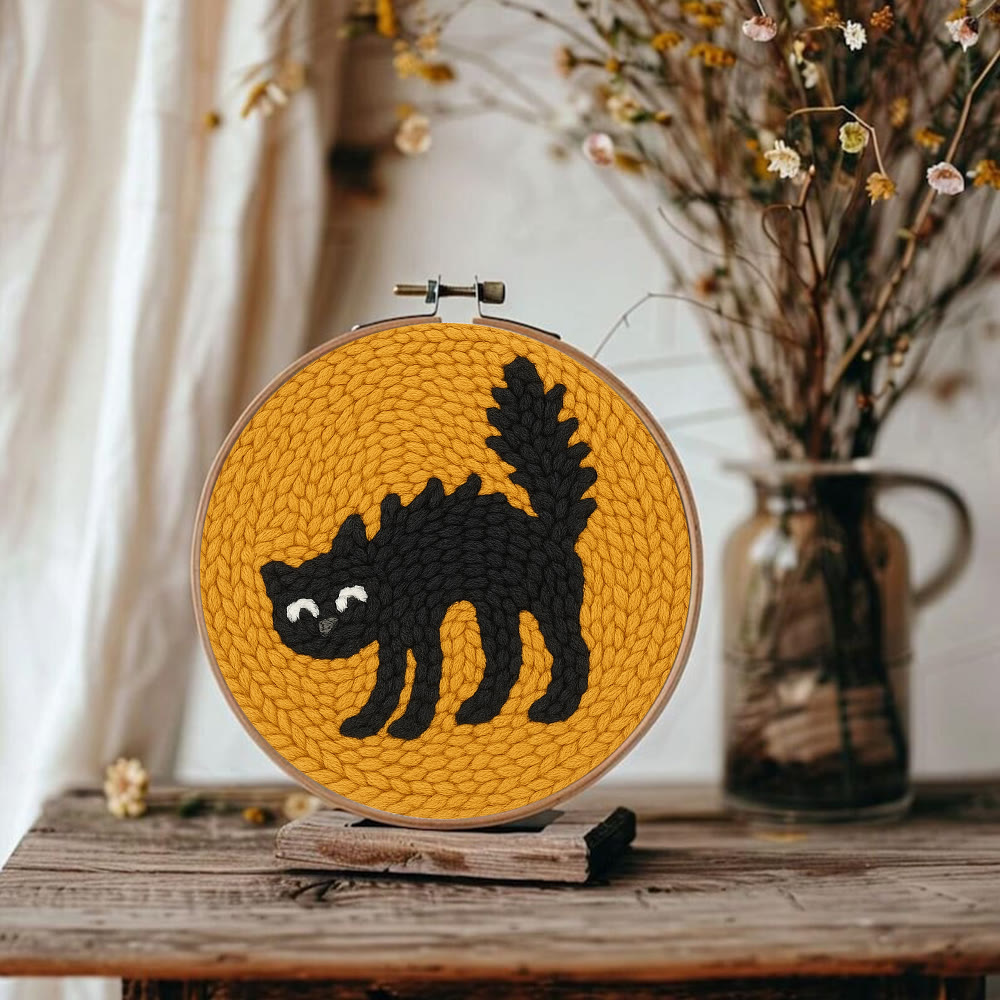 Naughty Black Cat Punch Needle Kit - Adorable Animal Needlework | Easy Handmade Craft For Child  - image 7