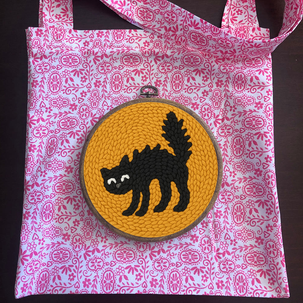 Naughty Black Cat Punch Needle Kit - Adorable Animal Needlework | Easy Handmade Craft For Child  - image 10