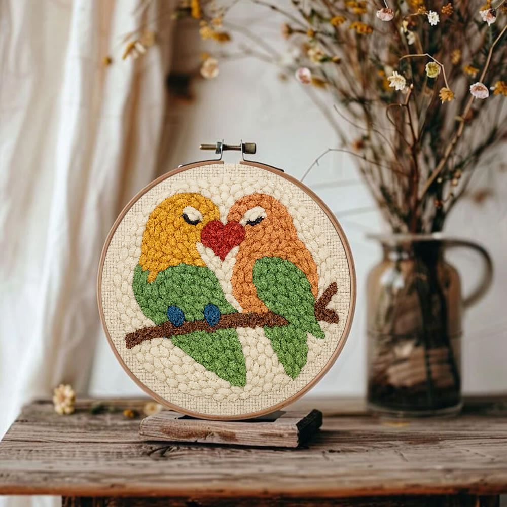 Parrots In Love Punch Needle Kit - Valentine Handicraft For Lover | Unique Gifts For Wedding  - image 9