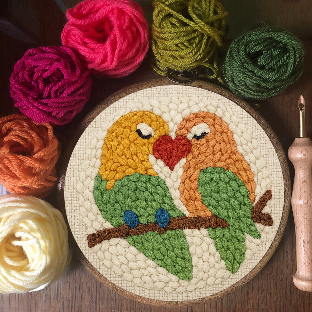 Parrots In Love Punch Needle Kit - Valentine Handicraft For Lover | Unique Gifts For Wedding  - image 3