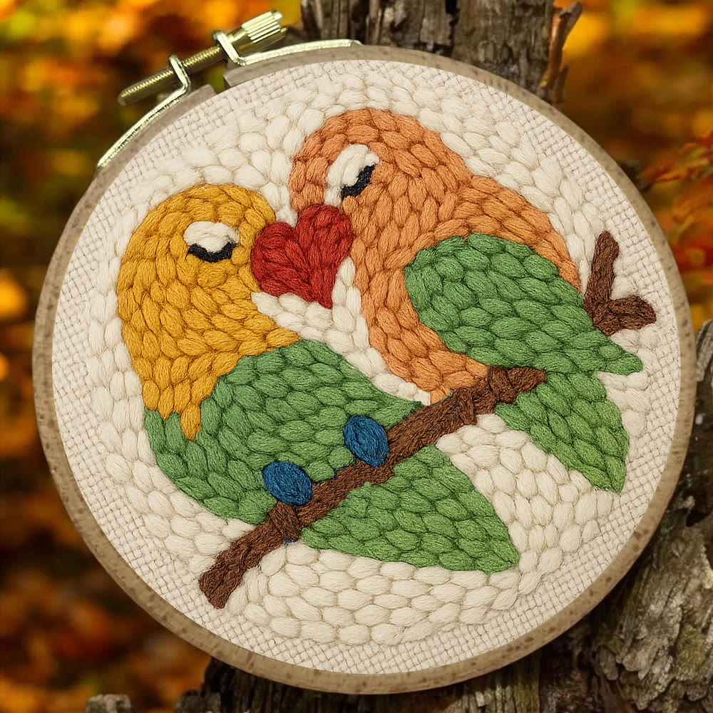 Parrots In Love Punch Needle Kit - Valentine Handicraft For Lover | Unique Gifts For Wedding  - image 2
