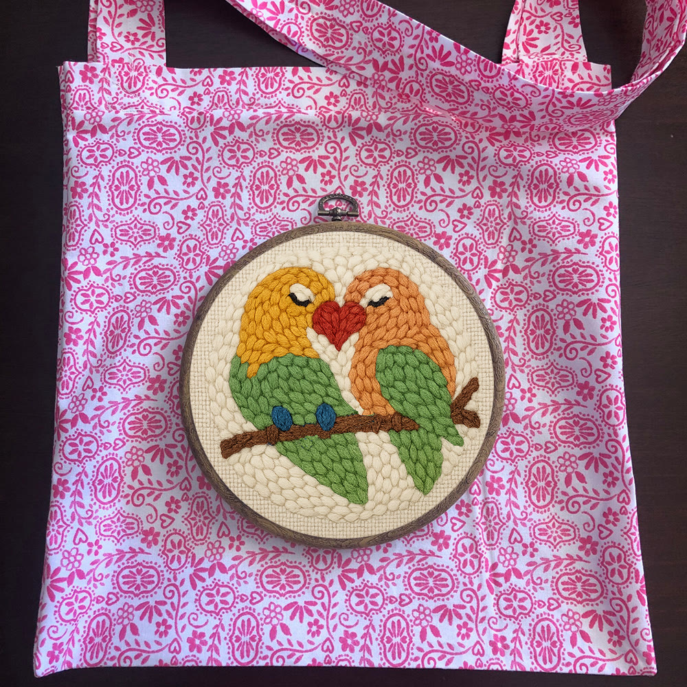 Parrots In Love Punch Needle Kit - Valentine Handicraft For Lover | Unique Gifts For Wedding  - image 10
