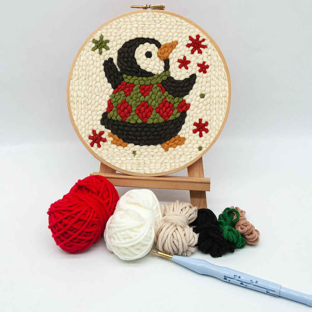 Happy Penguin Punch Needle Kit - Christmas Artwork Collection | Beginner Handmade Set - image 10