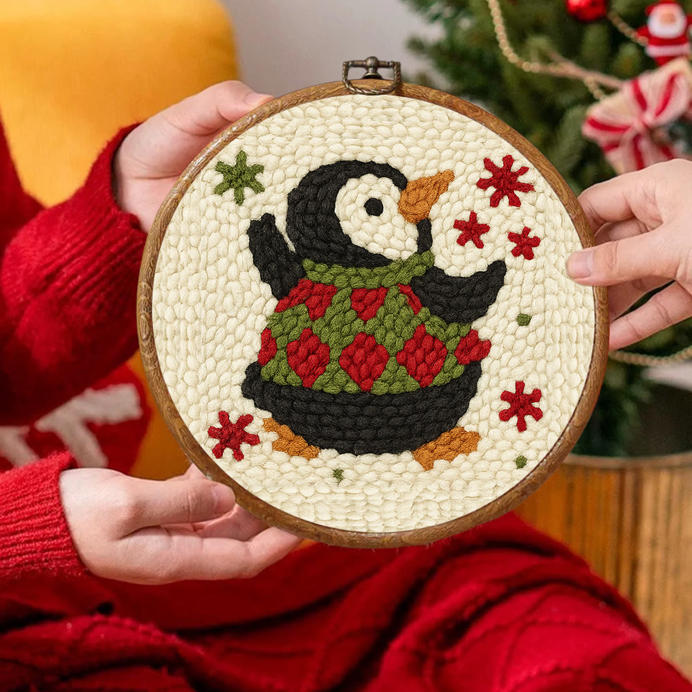 Happy Penguin Punch Needle Kit - Christmas Artwork Collection | Beginner Handmade Set - image 3