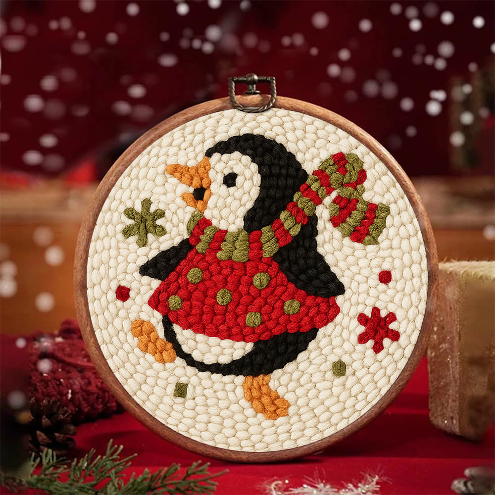  Rotating Penguin Punch Needle Kit - Christmas Wall Hanging Craft | Winter House Ornament  - image 2