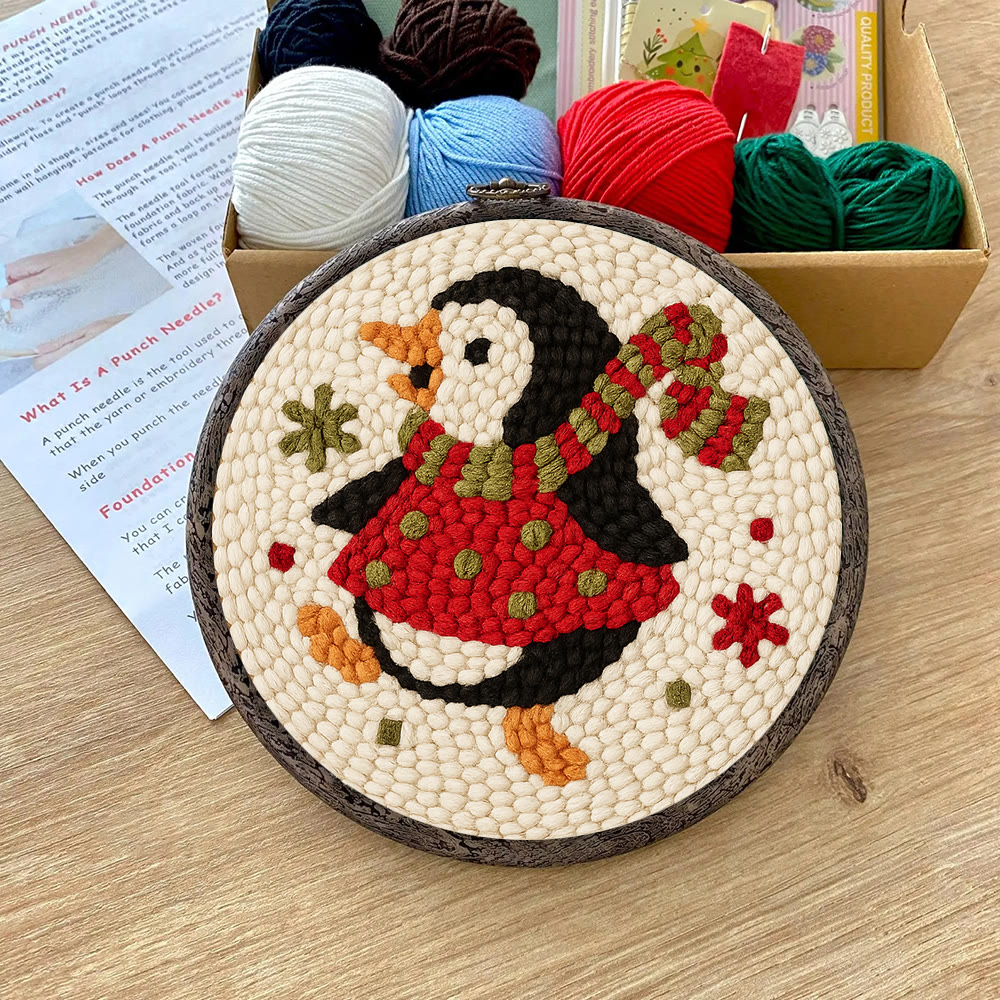  Rotating Penguin Punch Needle Kit - Christmas Wall Hanging Craft | Winter House Ornament  - image 9