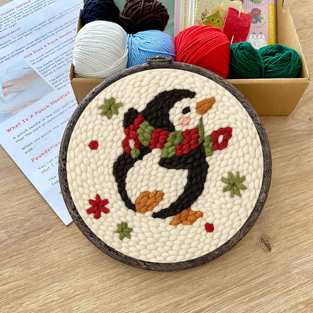 Cute Penguin Punch Needle Kit - Christmas Tree Hanging Craft | Nice Handmade Christmas Gifts For Child - image 9