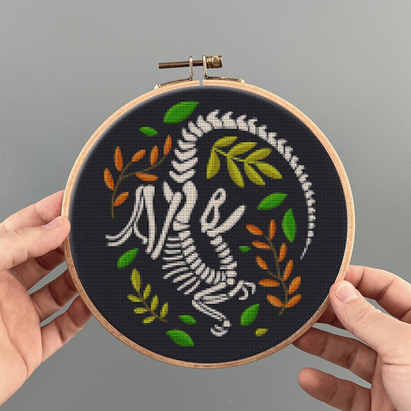 Cross Stitch Kit - Dinosaur Skeleton | Unique Wall Decor | Diy Craft For Handmade Lover - image 2