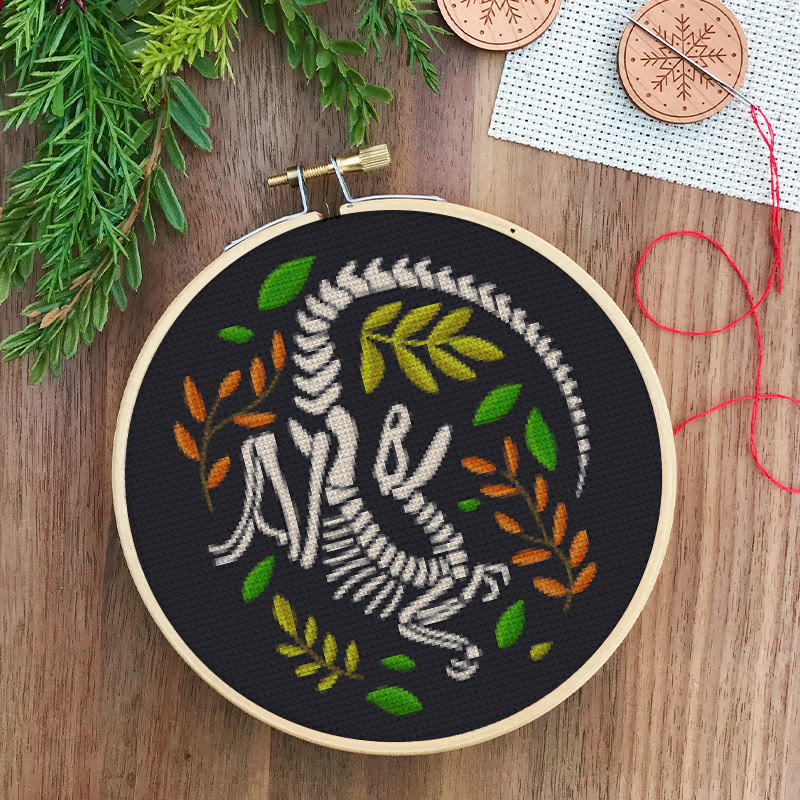 Cross Stitch Kit - Dinosaur Skeleton | Unique Wall Decor | Diy Craft For Handmade Lover - image 7
