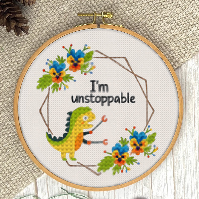 Cross Stitch Kit - Unstoppable Dinosaur | Creative Handmade Craft | Nice For Home Decor - image 2