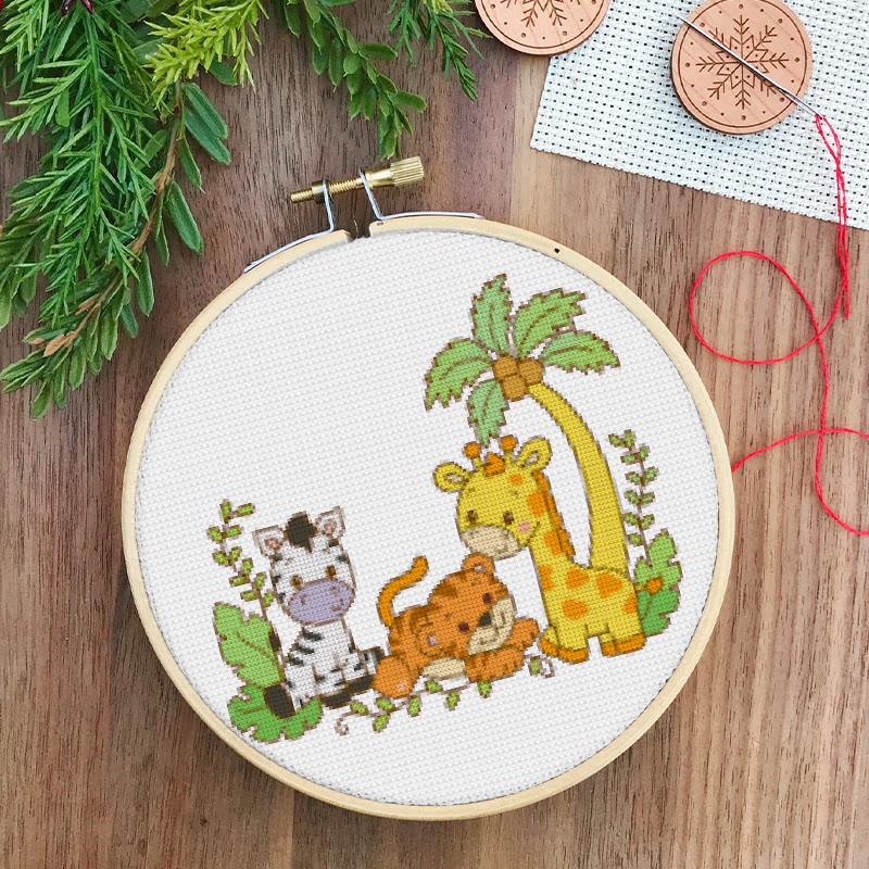  Cross Stitch Kit - Adorable Animal Party | Handicraft For Animal Lovers | Wall Hanging Needlework  - image 2