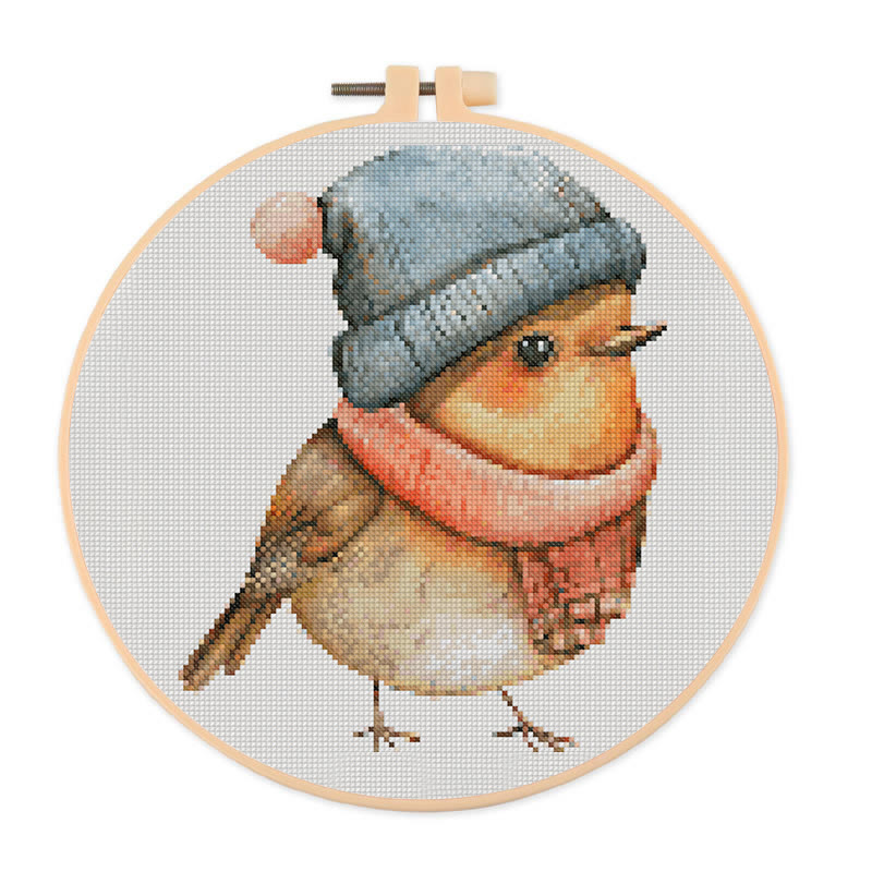  Cross Stitch Kit - Lovely Chick | Winter Room Ornament  | Handmade Animal Craft  - 20×20cm - image 1