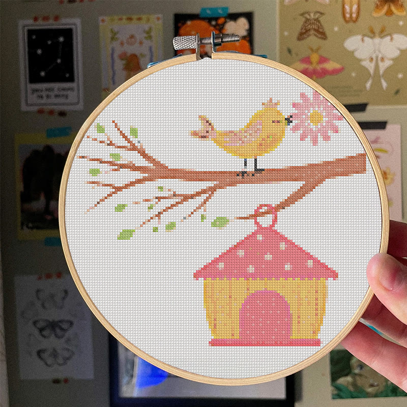  Cross Stitch Kit - Spring Birdhouse | Diy Sewing Birthday Gifts | Handmade Home Decoration - image 2