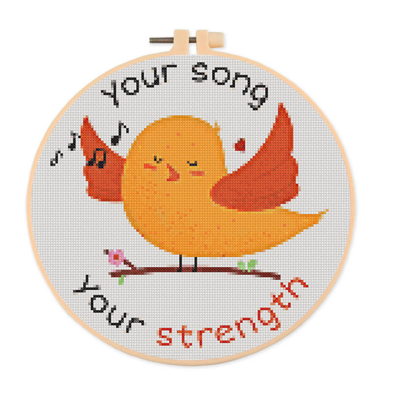  Cross Stitch Kit - Positive Singing Bird | Diy Decorative Artwork | Nice Handicraft For Friends - 20×20cm - image 1