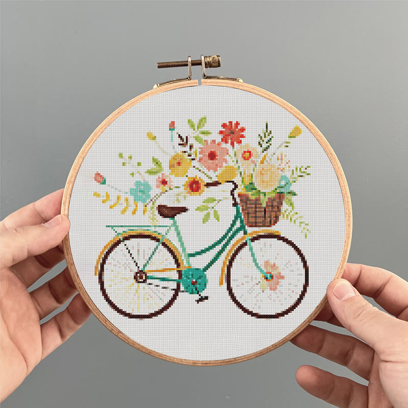  Cross Stitch Kit - Floral Bicycle | Modern Stitch Craft | Diy Home Decor - image 6