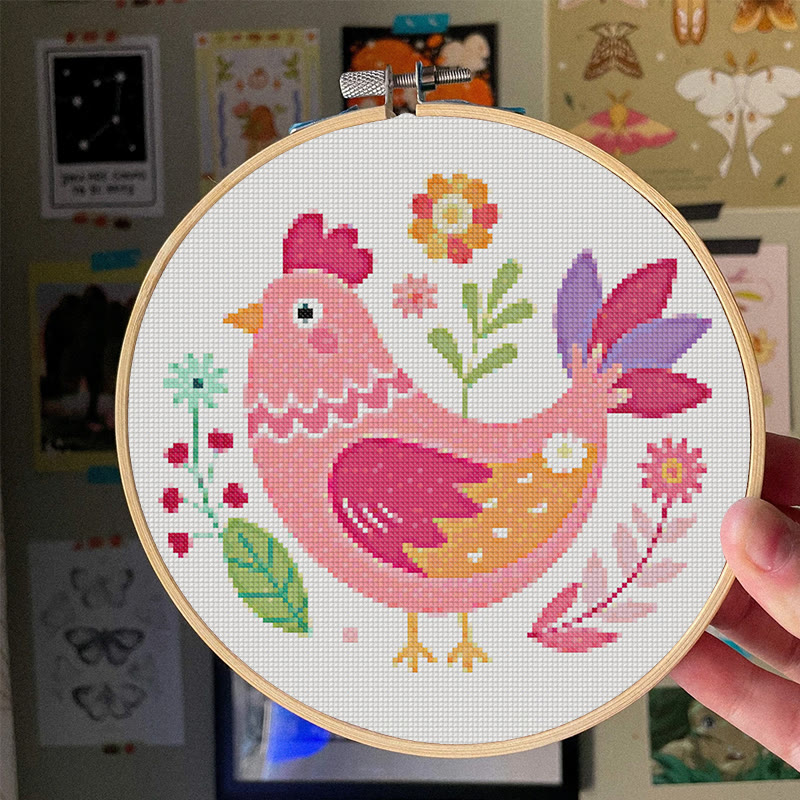  Cross Stitch Kit - Floral Hen | Cosy Sewing Artwork | Wall Hanging Craft - image 3
