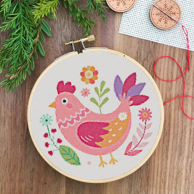  Cross Stitch Kit - Floral Hen | Cosy Sewing Artwork | Wall Hanging Craft - image 2