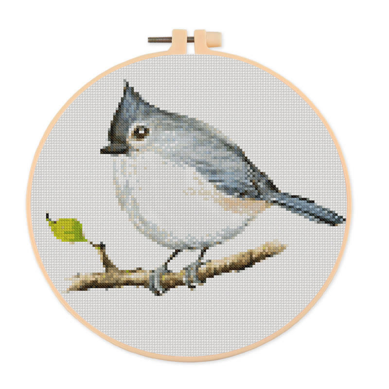  Cross Stitch Kit - Little Tufted Titmouse | Sewing Animal Craft | Living Room Ornament - 20×20cm - image 1