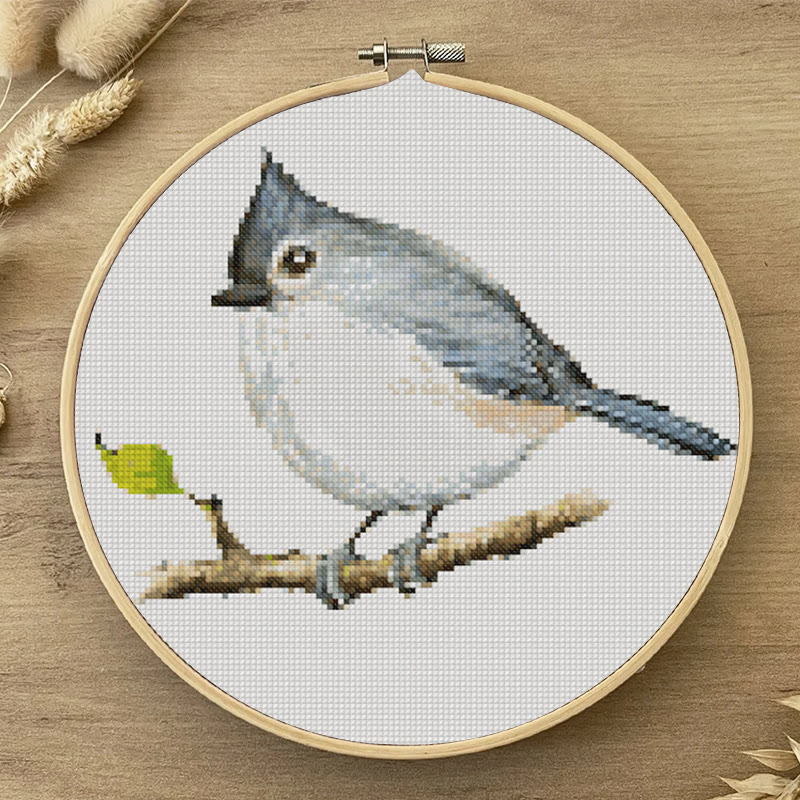  Cross Stitch Kit - Little Tufted Titmouse | Sewing Animal Craft | Living Room Ornament - image 3