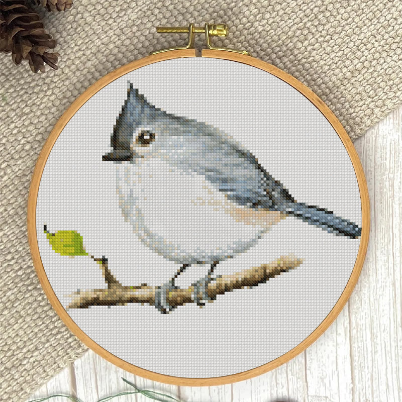  Cross Stitch Kit - Little Tufted Titmouse | Sewing Animal Craft | Living Room Ornament - image 2